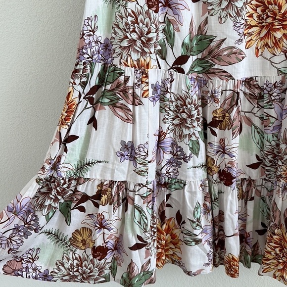 NWT Lulus Floral Ruffle Hem Boho Midi Dress - Picture 5 of 11